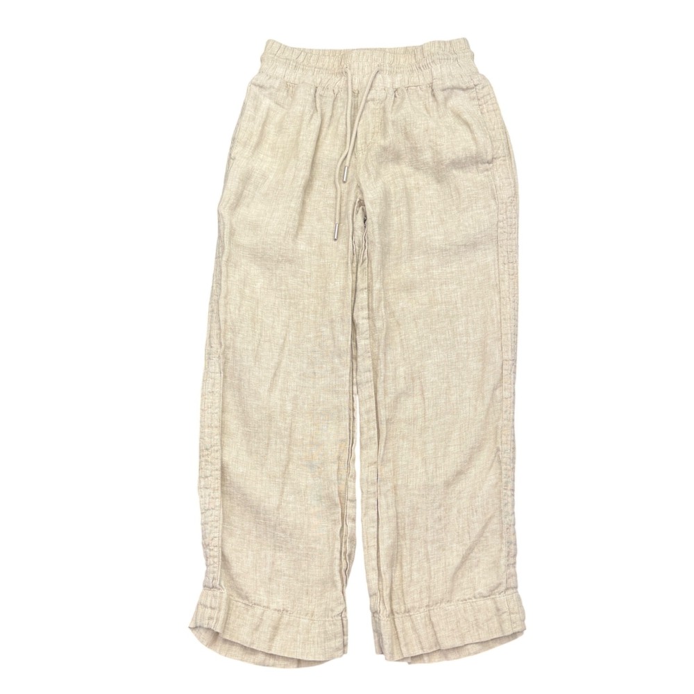 Quince Wide Leg Linen Blend Pants in Light Beige